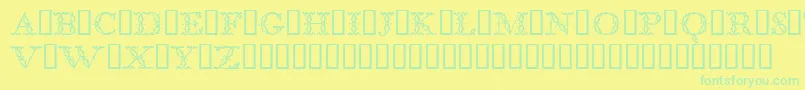 BodoniclassicFloralinitials-Schriftart – Grüne Schriften auf gelbem Hintergrund