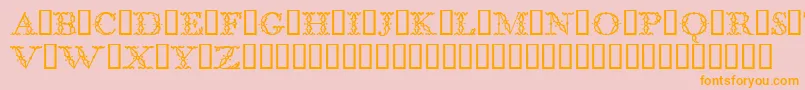 BodoniclassicFloralinitials-Schriftart – Orangefarbene Schriften auf rosa Hintergrund