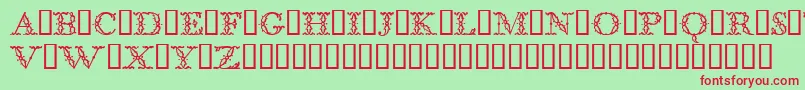 BodoniclassicFloralinitials-fontti – punaiset fontit vihreällä taustalla