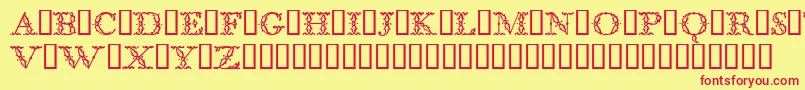 Шрифт BodoniclassicFloralinitials – красные шрифты на жёлтом фоне