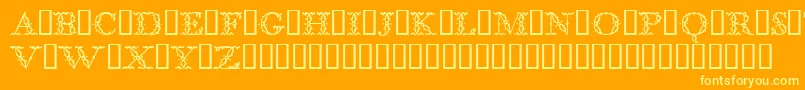 Fonte BodoniclassicFloralinitials – fontes amarelas em um fundo laranja