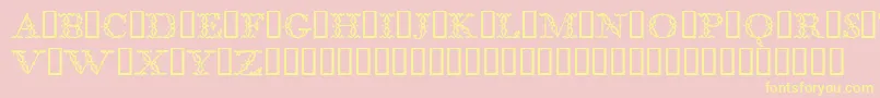 Шрифт BodoniclassicFloralinitials – жёлтые шрифты на розовом фоне