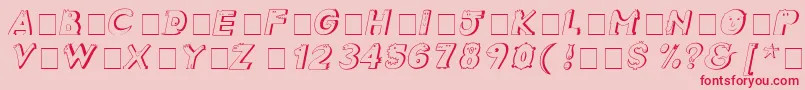 Fonte CrazyCreaturesItalic – fontes vermelhas em um fundo rosa