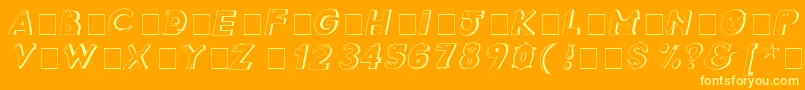 CrazyCreaturesItalic-Schriftart – Gelbe Schriften auf orangefarbenem Hintergrund