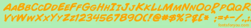 ComicBookBoldItalic Font – Orange Fonts on Green Background