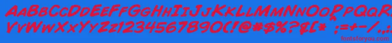 ComicBookBoldItalic Font – Red Fonts on Blue Background