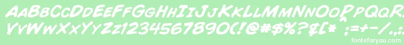 ComicBookBoldItalic Font – White Fonts on Green Background