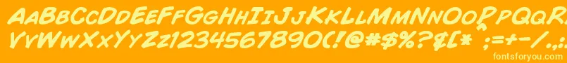 More about ComicBookBoldItalic Font ComicBookBoldItalic Font – Yellow Fonts on Orange Background