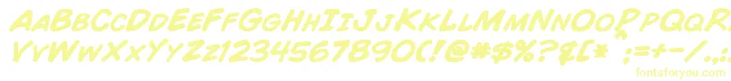 ComicBookBoldItalic Font – Yellow Fonts on White Background