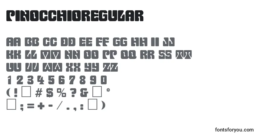 Schriftart PinocchioRegular – Alphabet, Zahlen, spezielle Symbole