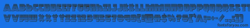 Czcionka Racketsquadchrome – czarne czcionki na niebieskim tle