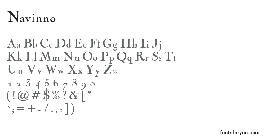 A fonte Navinno – alfabeto, números, caracteres especiais