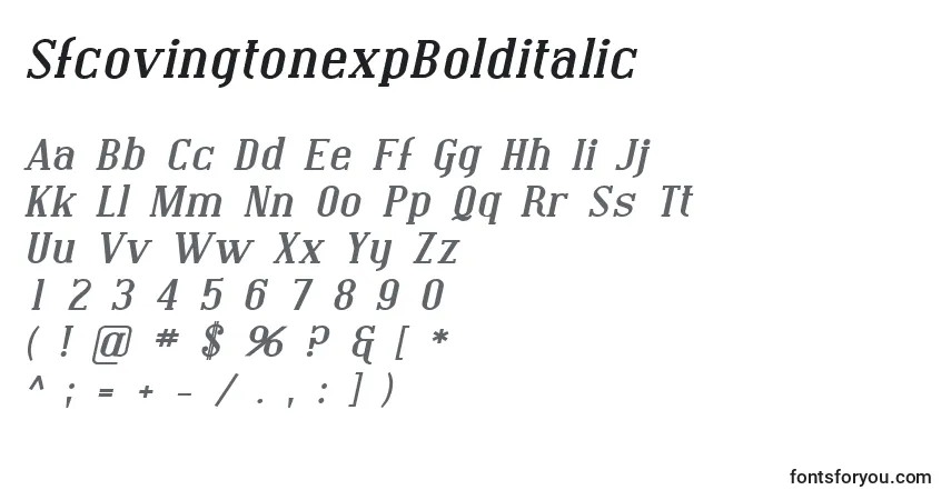 Шрифт SfcovingtonexpBolditalic – алфавит, цифры, специальные символы