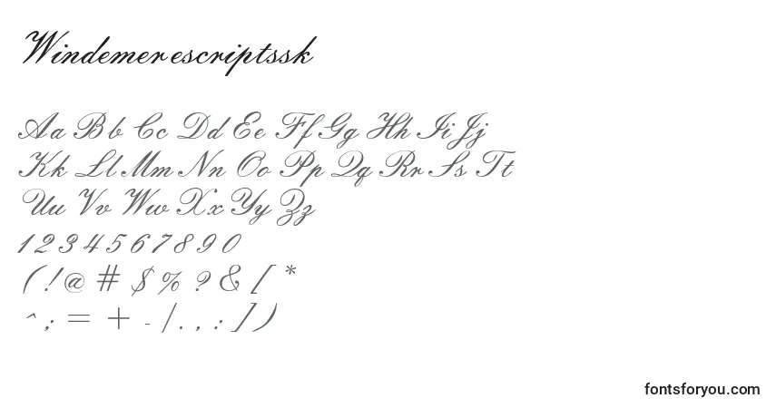 Schriftart Windemerescriptssk – Alphabet, Zahlen, spezielle Symbole