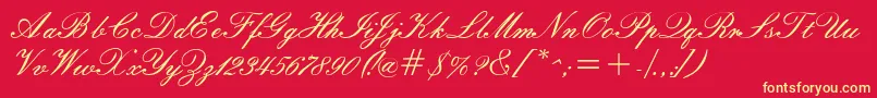 Windemerescriptssk Font – Yellow Fonts on Red Background