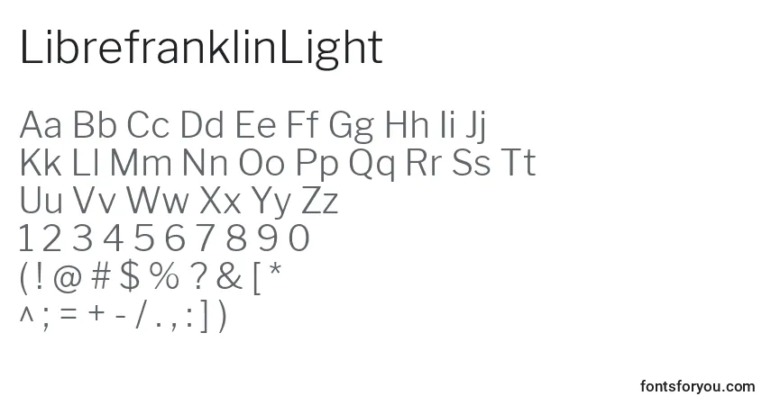 A fonte LibrefranklinLight – alfabeto, números, caracteres especiais