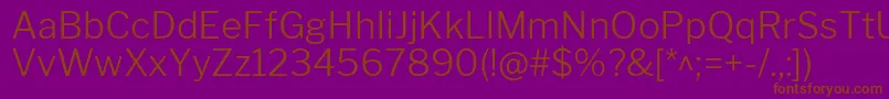 LibrefranklinLight-Schriftart – Braune Schriften auf violettem Hintergrund