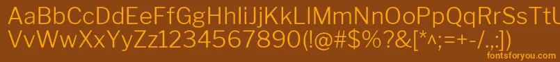 フォントLibrefranklinLight – オレンジ色の文字が茶色の背景にあります。