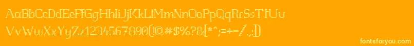 Whitelinefeverlight100 Font – Yellow Fonts on Orange Background