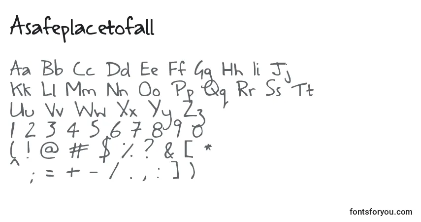 Schriftart Asafeplacetofall – Alphabet, Zahlen, spezielle Symbole