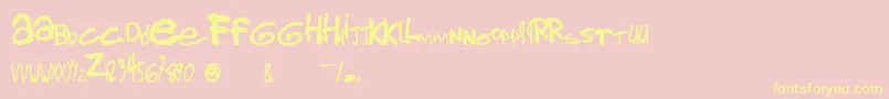Gorillaz2-Schriftart – Gelbe Schriften auf rosa Hintergrund