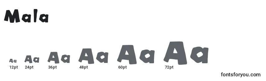 Размеры шрифта Mala
