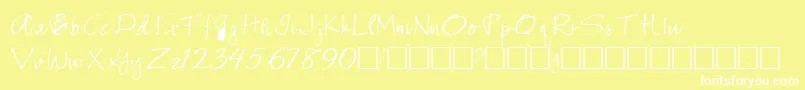 フォントRemstaRegular – 黄色い背景に白い文字