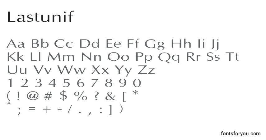 A fonte Lastunif – alfabeto, números, caracteres especiais
