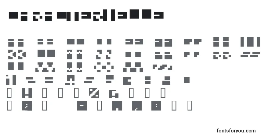 Czcionka Caracterielle – alfabet, cyfry, specjalne znaki