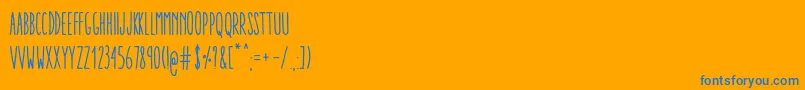 Fonte AracneUltraCondensedRegular – fontes azuis em um fundo laranja
