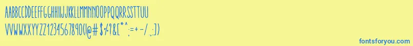 AracneUltraCondensedRegular-fontti – siniset fontit keltaisella taustalla