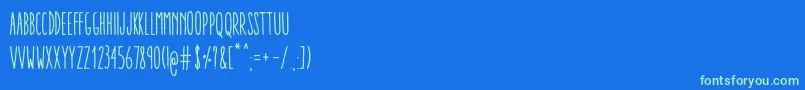 Czcionka AracneUltraCondensedRegular – zielone czcionki na niebieskim tle