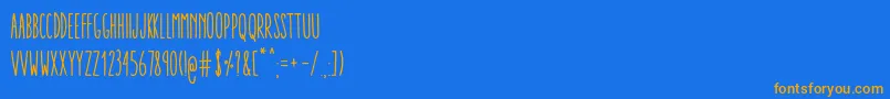 フォントAracneUltraCondensedRegular – オレンジ色の文字が青い背景にあります。