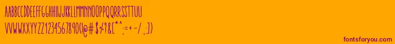 AracneUltraCondensedRegular-Schriftart – Violette Schriften auf orangefarbenem Hintergrund