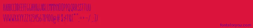 Fonte AracneUltraCondensedRegular – fontes roxas em um fundo vermelho