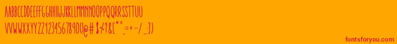 Czcionka AracneUltraCondensedRegular – czerwone czcionki na pomarańczowym tle