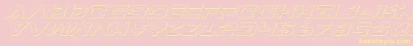 Fonte 7thServiceOutlineItalic – fontes amarelas em um fundo rosa