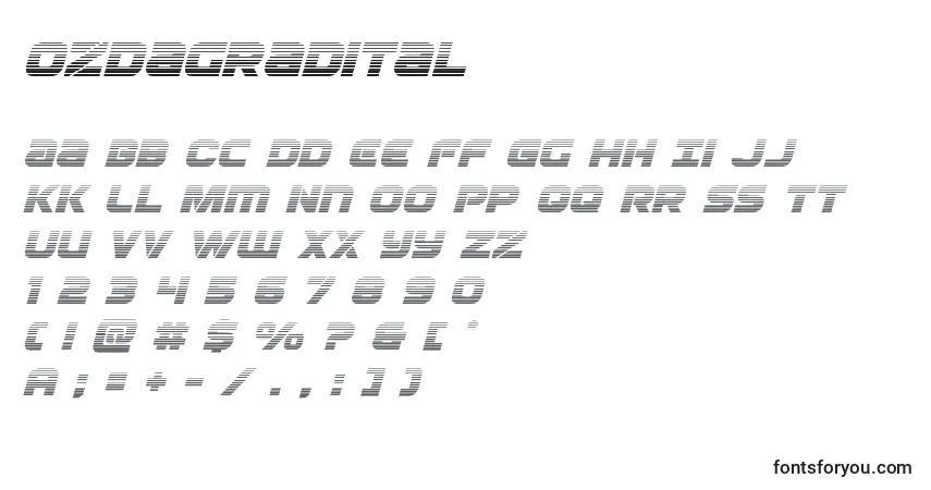characters of ozdagradital font, letter of ozdagradital font, alphabet of  ozdagradital font