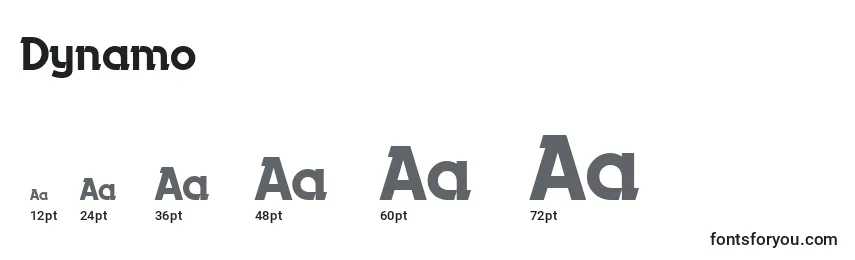 sizes of dynamo font, dynamo sizes