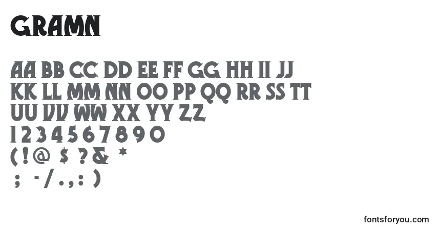 characters of gramn font, letter of gramn font, alphabet of  gramn font