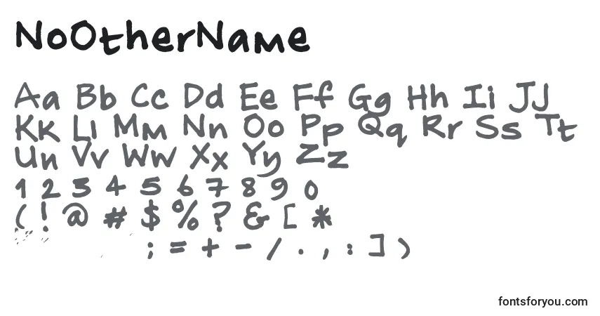 characters of noothername font, letter of noothername font, alphabet of  noothername font
