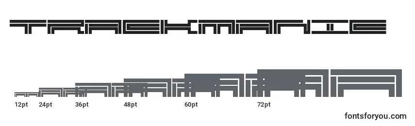 sizes of trackmanic font, trackmanic sizes