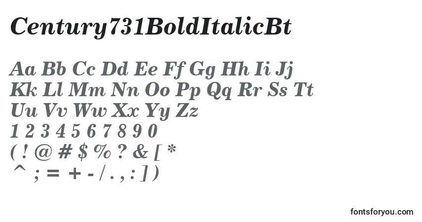 Czcionka Century731BoldItalicBt – alfabet, cyfry, specjalne znaki