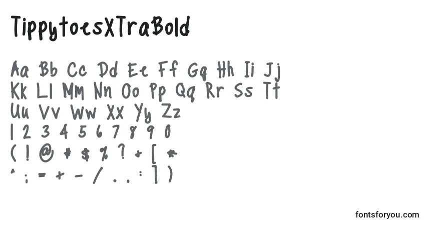 Czcionka TippytoesXTraBold – alfabet, cyfry, specjalne znaki