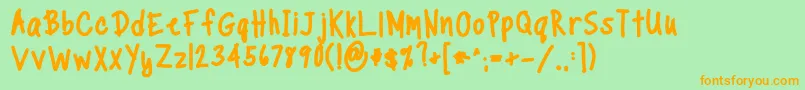 TippytoesXTraBold-Schriftart – Orangefarbene Schriften auf grünem Hintergrund