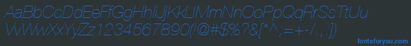 フォントContextRepriseLightSsiExtraLightItalic – 黒い背景に青い文字