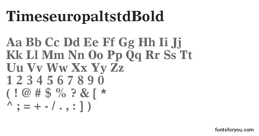 Czcionka TimeseuropaltstdBold – alfabet, cyfry, specjalne znaki