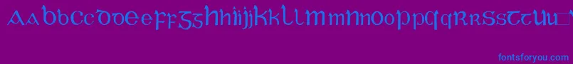 CelticGaeligeRegular-Schriftart – Blaue Schriften auf violettem Hintergrund