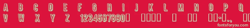 CfengravedRegular-fontti – vihreät fontit punaisella taustalla