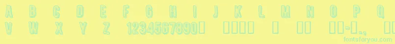 CfengravedRegular Font – Green Fonts on Yellow Background